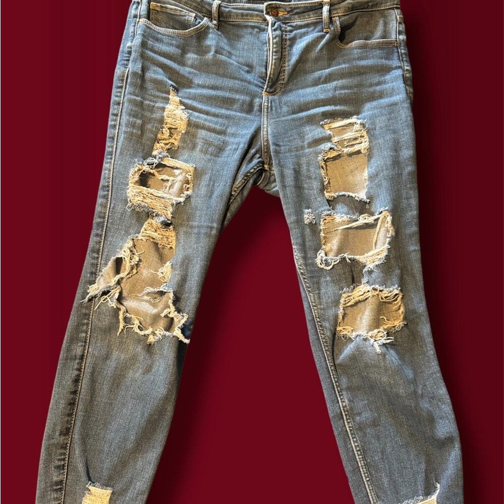 Hollister Blue High Rise Distressed Jeans